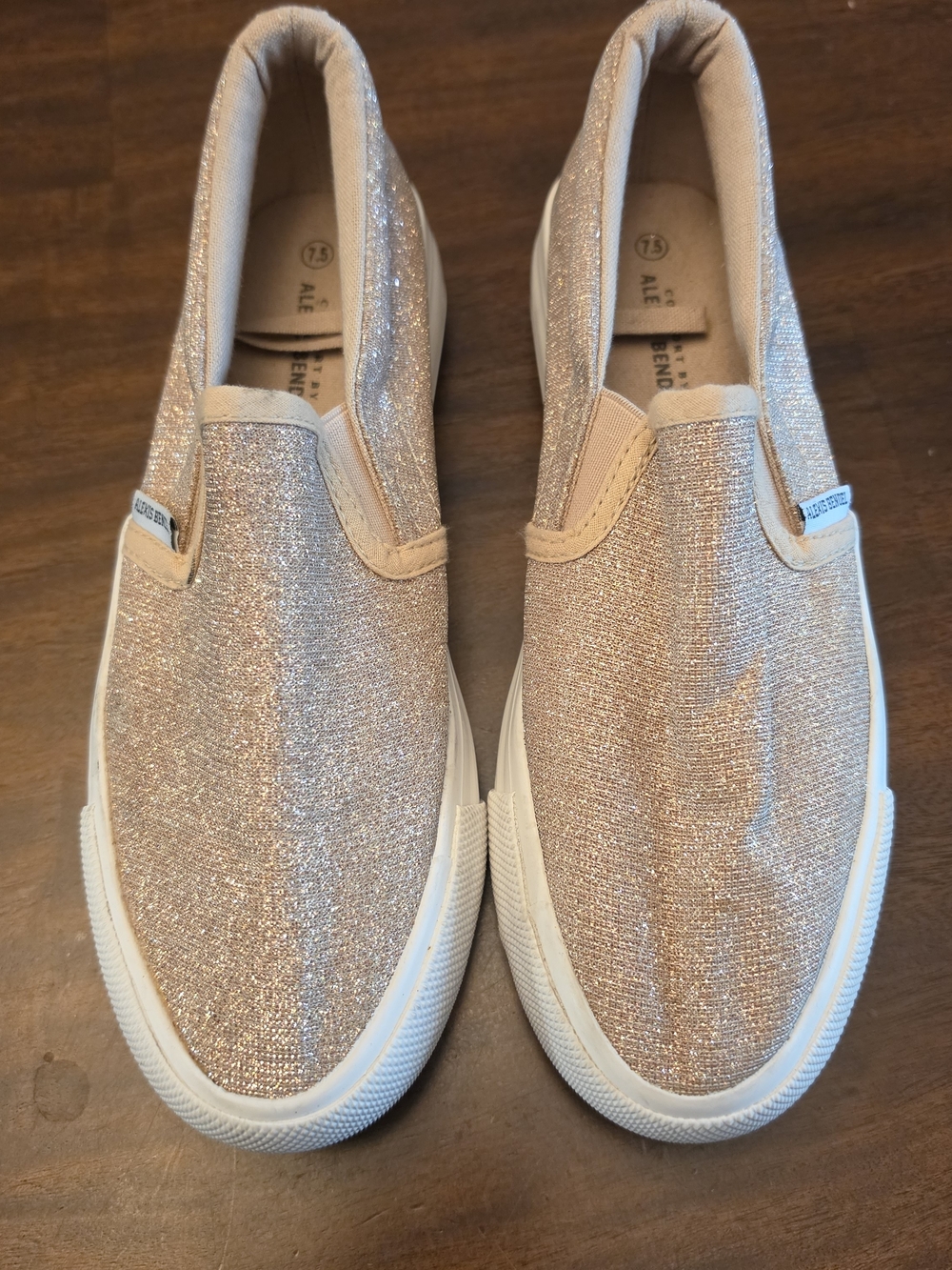 Alexis Bendel Women's Comfort Slip-On Glitter Sneakers - Rose Gold, Size 7.5